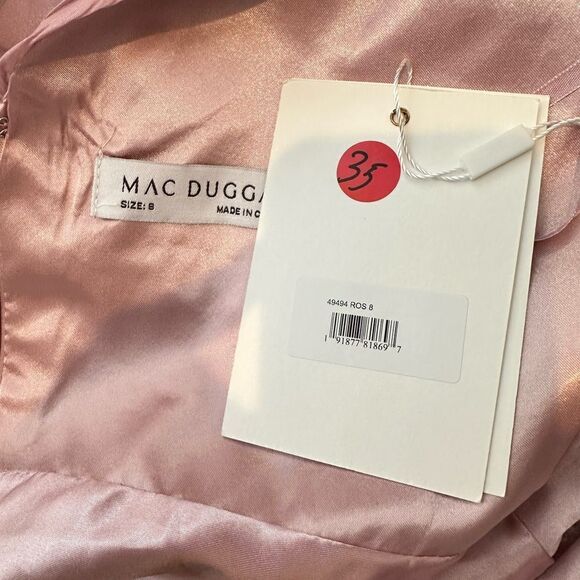 Mac Duggal 49494 Pink Sleeveless Chiffon A-Line Tea Length Cocktail Dress | 8 - Picture 4 of 10